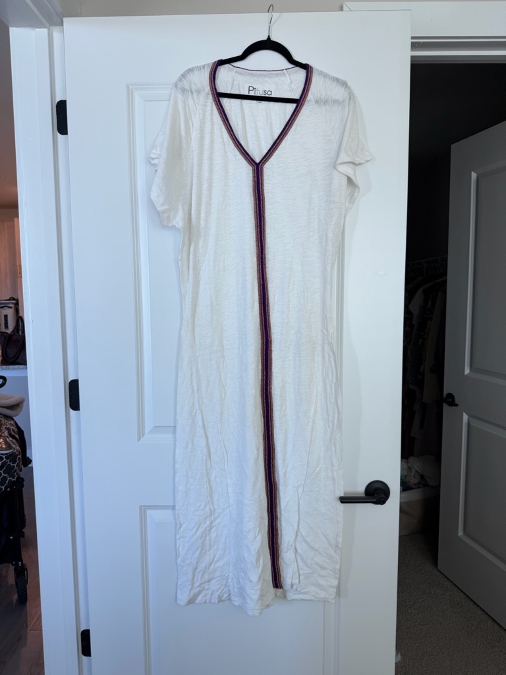 Pitusa White Top with Purple Trim and Black Accent